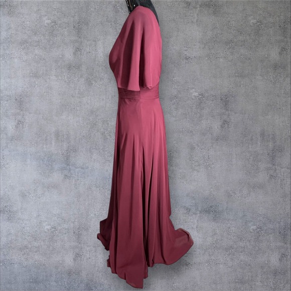 AZAZIE PAMELA Mulberry A-Line V-Neck Pleated Chiffon‎ Dress - Picture 2 of 16